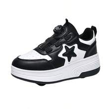 夏季青少年学生成人情侣潮流时尚透气低帮运动鞋双轮户外运动溜冰鞋男女