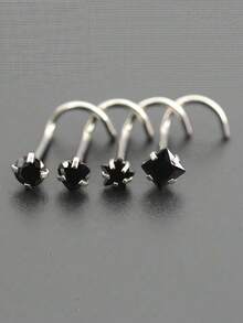 4pcs/Set Fashionable, Elegant & Minimalist Nose Rings Suitable For Women's Daily Wear