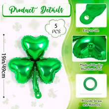 5pcs St. Patrick's Day Foil Balloons, Clover Foil Balloons, Lucky Irish Balloons For Shower, Wedding, Birthday, St. Patrick's Day Party Decoration - Multicolor - View 13