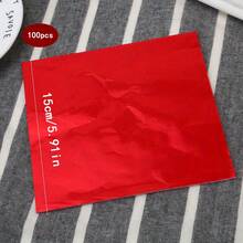 100张红色铝箔糖果包装纸，6x6英寸 - 非常适合自制巧克力和礼品，优质甜点和零食包装纸 - 彩色 - 查看 8