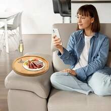 Multi-Functional Sofa Armrest Tray Table, Wide Sofa Armrest Table, Foldable, Suitable For Placing Phones, Cups, Fruits, Or Snacks, A Thoughtful Gift With A Circular Design - Multicolor - View 4