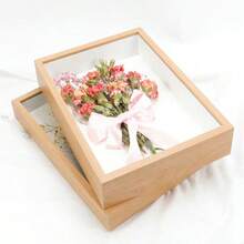 1pc 3D Hollow Dried Flower Specimen Photo Frame DIY Butterfly Eternal Flower Paper Rose Framing, Does Not Include Any Accessories
