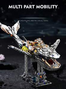 687pcs Mechanical Shark Building Blocks Set - Full Articulation, Interactive Linkage System, With LED Lights | Advanced Assembly Toy Suitable For Teens And Adults - Multicolor - View 2