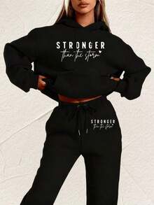 Women Winter ClothesLC Women's Casual - 'Stronger Than The Storm' Letter Print Hoodie, White, Loose Fit With Pockets, Perfect Autumn And Winter, Comfortable Clothing |     Loose Fit Hoodie |  Halloween Costumes, Thanksgiving Clothing, Hoodie Autumn And Winter, Unisex Short Sleeves, Plus Size Fall Clothes, Sweatshirt, Fall Clothes WomenLoose And Comfortablehoodie For Women - Xám - Xem 8
