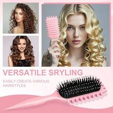 Curly Hair Brush,Curl Defining Brush Boar Bristle Hair Brush For Combing And Shaping,Reduce Pulling And Curl Separation For Defined Curls(Pink) - Hồng - Xem 3