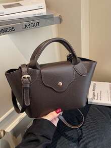 Fashionable Minimalist Chic Handbag With Flap Design, Suitable For Shoulder Or Crossbody Wear, Autumn/Winter - Coffee - View 2