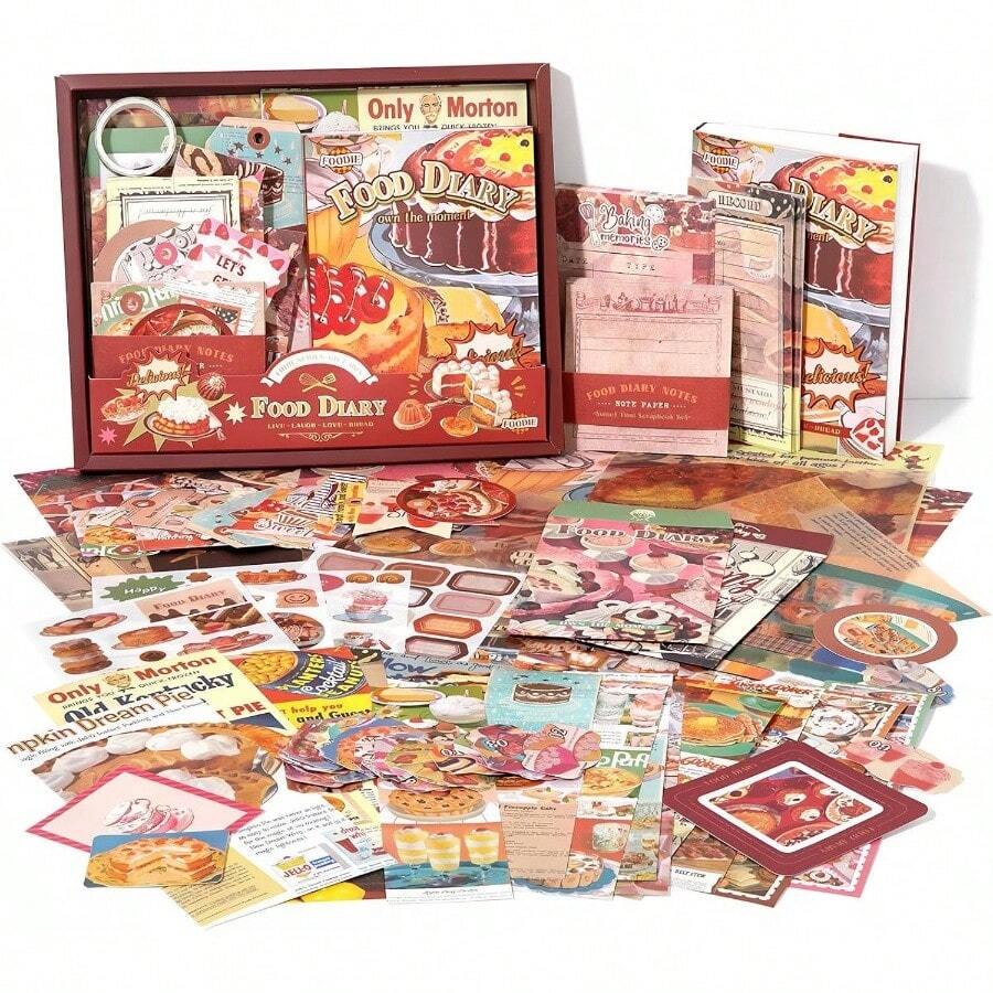 Vintage Scrapbook Kit346pcs Bullet Junk Journal Kit With Journaling/Scrapbooking Supplies, Stationery, A6 Grid Notebook With Graph Ruled Pages, Teen Women - Vintage - Nhật ký thực phẩm - Xem 1