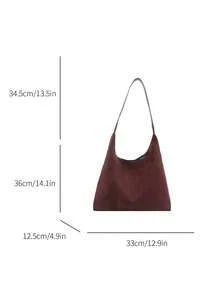 2025 Fashion Matte Solid Color Punk Rivet Commuter Tote Bag, Minimalist Niche Underarm Bag, Stylish Large Capacity Shoulder Bag - Coffee - View 5