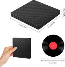 Grabadora CD/DVD Externa USB 3.0, Lector de CD, Grabadora CD/DVD Lector Portátil, Unidad Óptica Externa de Player Compatible con 98//8/10/XP/Vista Linux OS - Negro - Ver 7