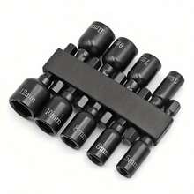 9pcs Metric New Shark Magnetic Nut Driver Kit, Metric Hex Socket Bits With 1/4" Hex Shank, Metal Black Jaw Adapter, Size 5mm-12mm - 9 Metric Units - View 8