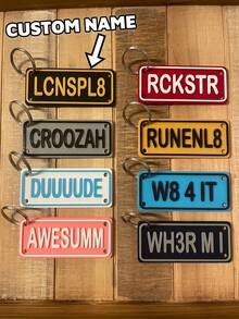 1Pc Custom 3D-Printed Mini License Plate Keychain – Personalize With Your Text, Perfect Bag/Luggage/Lunchbox Tag Or Zipper Pull, Unique Gift For Travelers & Kids - متعدد الألوان - مشاهدة 1