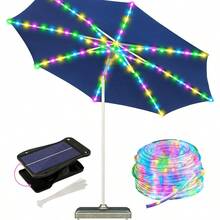 ZNYCYE - Paraguas de patio con 8 modos clip de panel solar mas grande actualizado 5 V 152 LED 8 hebras luces de paraguas al aire ultima intervension impermeable para patio playa tienda - varioscolores - Ver 1