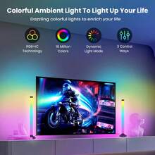 AMILL 2pcs Smart LED Light Strip, RGB Night Light With Button And APP Control, Music Synchronized Backlight For Game TV Bedroom Decoration, USB Power Supply, Desktop Lamp - Colored Light - View 7