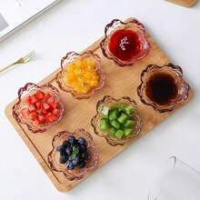 1pc Pink Sakura Plate, Gold-Rimmed Transparent Seasoning Dish, Glass Material, Small Plate, Nordic Style Gold Inlaid Glass Seasoning Bowl, Barbecue Seasoning Dish, Flower Petal Bowl, Glass Seasoning Plate - Pink - View 8