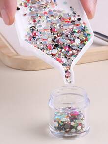 Bandeja organizadora de plástico con diamantes para arte de uñas, piedras rhinestone y cuentas | Bandeja de clasificación y almacenamiento de piedras rhinestone y cuentas, herramienta de accesorios de diamantes DIY, herramienta para salón de uñas - Blanco - Ver 9