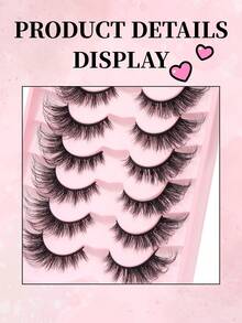 Fengxiu Eyelash 1盒7对D/DD卷度奢华蓬松浓密夸张凌乱仿貂毛假睫毛，可重复使用，柔软舒适，条状假睫毛，提拉眼角，仿貂毛假睫毛，俄式浓密睫毛，猫眼睫毛，睫毛，假睫毛，美容与健康，圣诞节，万圣节，新年，节日妆容 - 黑色 - 查看 8