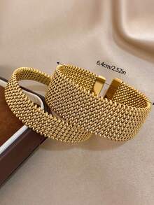 Bộ vòng tay bằng thép không gỉ mạ vàng 18K sang trọng, kiểu dáng bện, dành cho nữ, trang sức tối giản thanh lịch, quà tặng cho mẹ, Giáng sinh, Lễ Tạ ơn, Halloween, trang sức mùa đông, đám cưới, tiệc tùng/dạ hội/tụ họp/phụ kiện hàng ngày, kỷ niệm, Ngày Valentine, trang sức phong cách Boho, sinh nhật, quà tặng cho phù dâu. - Nhiều màu - Xem 4