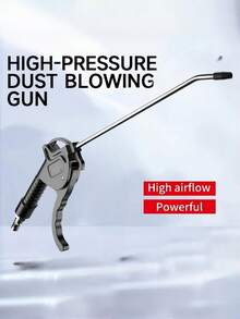 1支超长高流量气枪 - 加长气管，高压工业及家用气嘴，耐用PP材质，适用于空气压缩机除尘，黑色，气枪配件