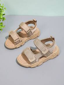 1 Pair Unisex Flat Open Toe Sandals, Soft Sole Non-Slip Children Beach Shoes, Toddler Walking Sandals, Suitable For Summer