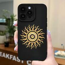 2026 nueva funda de teléfono esmerilada, funda de teléfono con diseño de espiral dorada y patrón de sol para  17 15 Pro Max  17 14 Plus  17 13 Mini  Galaxy S23 Ultra S22 Plus funda protectora para teléfono regalo de pareja para novio novia regalo de vacaciones - Negro - Ver 5
