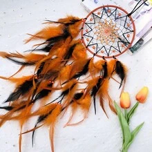 1PC Vintage Dream Catcher Feather Hanging Ornament Room Decoration Suitable As A Birthday Gift For Girlfriend Or Best Friend - 58-2205 Đen và Cam - Xem 5