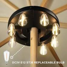 Paraguas de patio al aire ultima intervension bateria recargable inalambrico con 8 bombillas blancas calidas 3 niveles de brillo para patio jardin patio trasero camping o barbacoa - Blancoclido - Ver 6