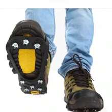 1 Pair Outdoor Anti-Slip Shoe Covers, 8-Teeth Stainless Steel Ice Cleats For Snow, Ice Traction Crampons For Winter Slip Prevention - Black - View 11