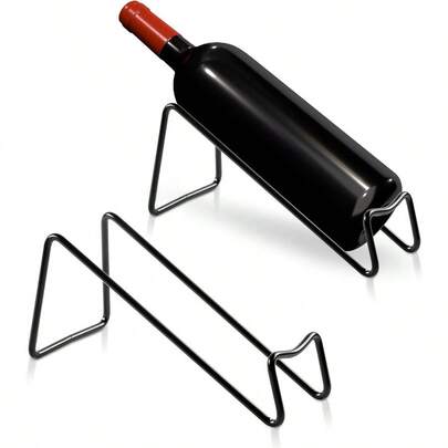 WSXC Countertop Wine Rack 2 Pcs Wine Bottle Holder Metal Small Wine Rack Tabletop Wine Storage Stand For Cabinet Pantry Bar Black