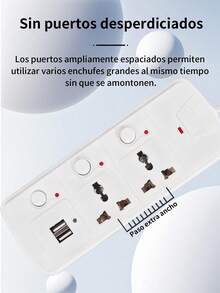 2 Piezas Regleta Cargador Multicontactos Premium Con 2 Salidas 2 Puertos Usb,Extensiones 4 Tomas,Cable de extensión, Protector contra sobretensiones con 4 salidas, 2 puertos USB,Extensión Eléctrica Multicontacto,adaptador de regleta para el hogar y la Oficina. - 2 piezas - Ver 2