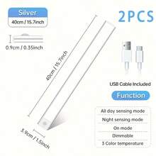 2 Pack Indoor Sensor Lights, Wireless Magnetic USB Rechargeable Night Lights, 3 Color Temperatures, Suitable For Wardrobe, Hallway, Locker, Bedside Lighting, Motion Sensor Cabinet Lights Suitable For Cabinets, Shelf Decoration - Multicolor - View 5