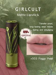 GIRLCULT Velvet Matte Lipstick S03 Misty Petal, Soft Focus Effect, Brightening, Luxurious Makeup, Lightweight Smooth Texture, No Heavy Feel, Easy To Apply, High Color Payoff, Long-Lasting, Nourishing Lips, Gift Set - S03 Foggy Petal - 查看 1