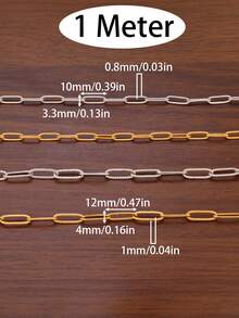 100cm 18K Gold Plated Stainless Steel Chain Bulk Cable Curb Chains Oval Link Chain Findings Paperclip Chains For Jewelry Making Supplies Bracelet Necklace Bracelet Anklet Components DIY - DIY Chain - View 3