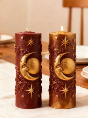 Religious Themed Star Moon Column Silicone Candle Mold Holiday Dual Purpose, Heat-Resistant & Reusable | Easy To Demold | For DIY Candles, Resin, Gypsum & Soap | Ideal For Religious Ceremonies, Ramadan Celebrations, Gift Giving & Decor