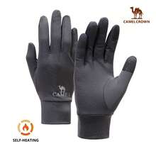 CAMEL CROWN 跑步运动防风加绒保暖手套防滑减震骑行手套 - 碳灰 - 查看 8