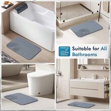Diatomaceous Earth Bath Mat, 23.6x15.5 Inch Non-Slip Super Absorbent Stone Mat - Fast Drying Foldable Shower Mat For Bathroom Floor, Easy Clean & Store, Gray - Xám - Xem 5