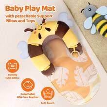 Foldable Baby Play Gym & Mat 2 In 1 Tummy Time Mat And Seated Support, Baby Play Gym, For Sensory And Motor Skills Development, From Newborns To 3Y Toddlers Birthday Gifts For Boys Girls-Little Bee - 黃色 - 查看 3