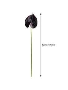 8Pcs Single Branch 24inch Artificial Anthurium Flowers Real Touch Simulation Flower For Wedding Bridal Engagement Decor, Fake Flower For Dining Table Flowers Centerpiece Arrangement, Home Office Aesthetic Room Decor - 酒紅色 - 查看 4
