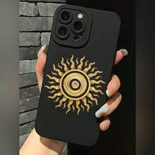 2026 nueva funda de teléfono esmerilada, funda de teléfono con diseño de espiral dorada y patrón de sol para  17 15 Pro Max  17 14 Plus  17 13 Mini  Galaxy S23 Ultra S22 Plus funda protectora para teléfono regalo de pareja para novio novia regalo de vacaciones - Negro - Ver 1