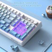 ATTACK SHARK K100 99-Key Wireless Gaming Membrane Keyboard, With Media Knob, 3-Mode Bluetooth/2.4GHz/USB-C, Side-Printed Keys, RGB Backlight, Retro Cute Cream Color Silent Computer Keyboard, Suitable For PC - Multicolor - View 5