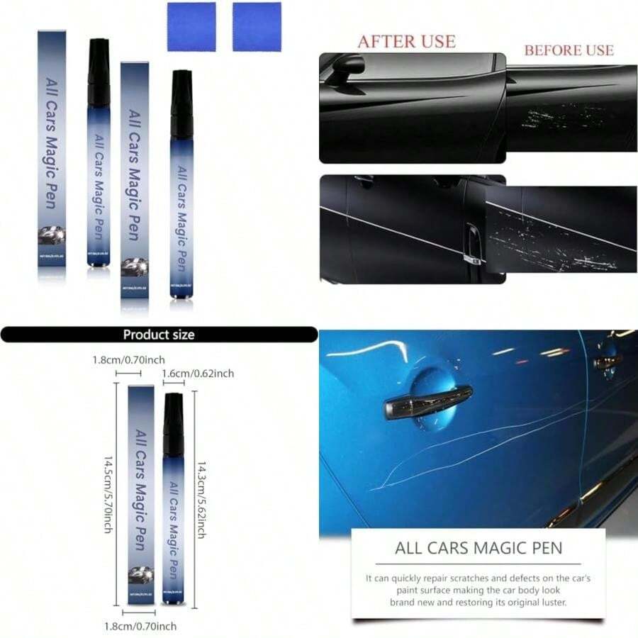 Auto Held Magic Pen, Magic Car Scratch Removal Pen, All Cars Magics Pens for Car Scratches, Quick Drying, for Easy Maintenance ()(2PCS) - Multicolor - Ver 1