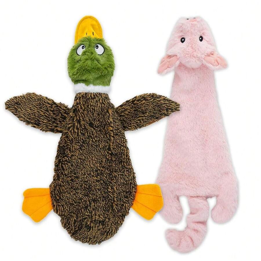 Best Pet Supplies Squeaky Dog Toys With Soft Durable Fabric For Small, Medium And Large Pets Interactive Toy For Indoor Play, Supports Active Biting And Play - 1Wild Duck, Pig, Small,Small,Multicolor/Pig&WildDuck - 多色/豬和野鴨 - 查看 1