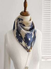 1pc New Magnetic Clasp Scarf, Women's Small Square Scarf, Warm & Windproof Neck Wrap, Fashion Versatile Accessory For Autumn/Winter - Multicolor - View 8