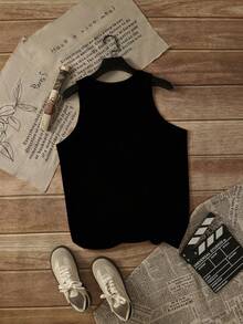 白色宽松运动背心，女士夏季款 - 黑色 - 查看 5