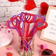 9pcs, Valentine's Day Pen Heart-Shaped Pen Ballpoint Pen Valentine's Day Party Gift Pen School Office Supplies Birthday Gift New Year's Day Happy, Back To School, School Supplies, Colors For School