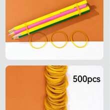 100/300/500pcs Yellow Elastic Rubber Bands, High Elasticity, Durable, Disposable Rubber Rings, Office Binding Straps, Latex Rings, Rubber Diameter: 1.26inch, Width: 0.0591inch - Yellow - View 6