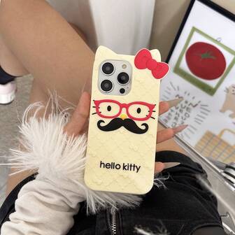  1pc Fashionable & Creative Mustache, Eyes, Kitty Cat Sanrio Phone Case, Silicone Waterproof Shockproof Material, Cute & Stylish, Compatible With Apple 17 Series, 11/12/12 Pro, 13/14/15, 13 Pro/14 Pro/15 Pro, 12 Pro Max/13 Pro Max/14 Pro Max/15 Pro Max, 16, 16 Pro, 16 Pro Max, 17, 17 Pro, 17 Pro Max Phone Protective Cover