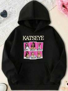 Katseye Retro Hoodie Katseye Merch, Yoonchae Merch, Kpop Merch, Sophia Hoodie, Lara, Manon,Holiday Outfits For Women  Ropa De Invierno Mujer - 黑色 3 - 查看 6