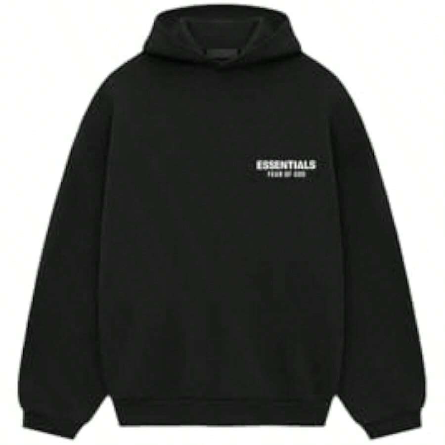 Essentials -Fear Of God Oversized Hoodie Collection FW21-FW2 MEN WOMEN Hoodie Vintage Flocking Craftsmanship Combined With Modern Breathable Technology, Warm Cotton Flocking, Loose Urban Functional Wear, High-End Cotton To Create An Urban Street Style, Loose Silhouette Non-Ge - Đen Ss24 - Xem 1