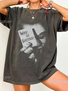 Colors Vintage Joker _Why So Serious_ Graphic T-Shirt, Joker Movie Shirt, Joker Sweatshirt, Cool Halloween Party Tee, Movie Fan Tee - 黑色 - 查看 1