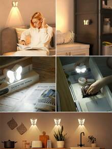 1pc Motion Sensor Butterfly Wall Light, Cute Soft Glow Bedroom Bedside Lamp, Desk Decor Ambient Night Light, Suitable For Kids Room, Bedroom Sleep Aid, Ins Style Desk Decor, Gift And Cozy Atmosphere